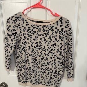 Ann Taylor Factory Leopard Print Sweater - Cream and Black